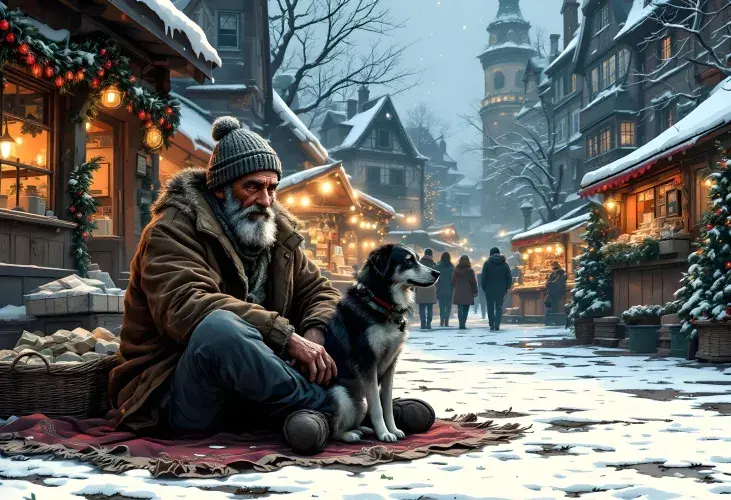 KI Generiert Älterer Mann mit Hund