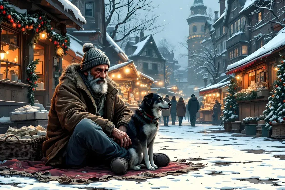 KI Generiert Älterer Mann mit Hund