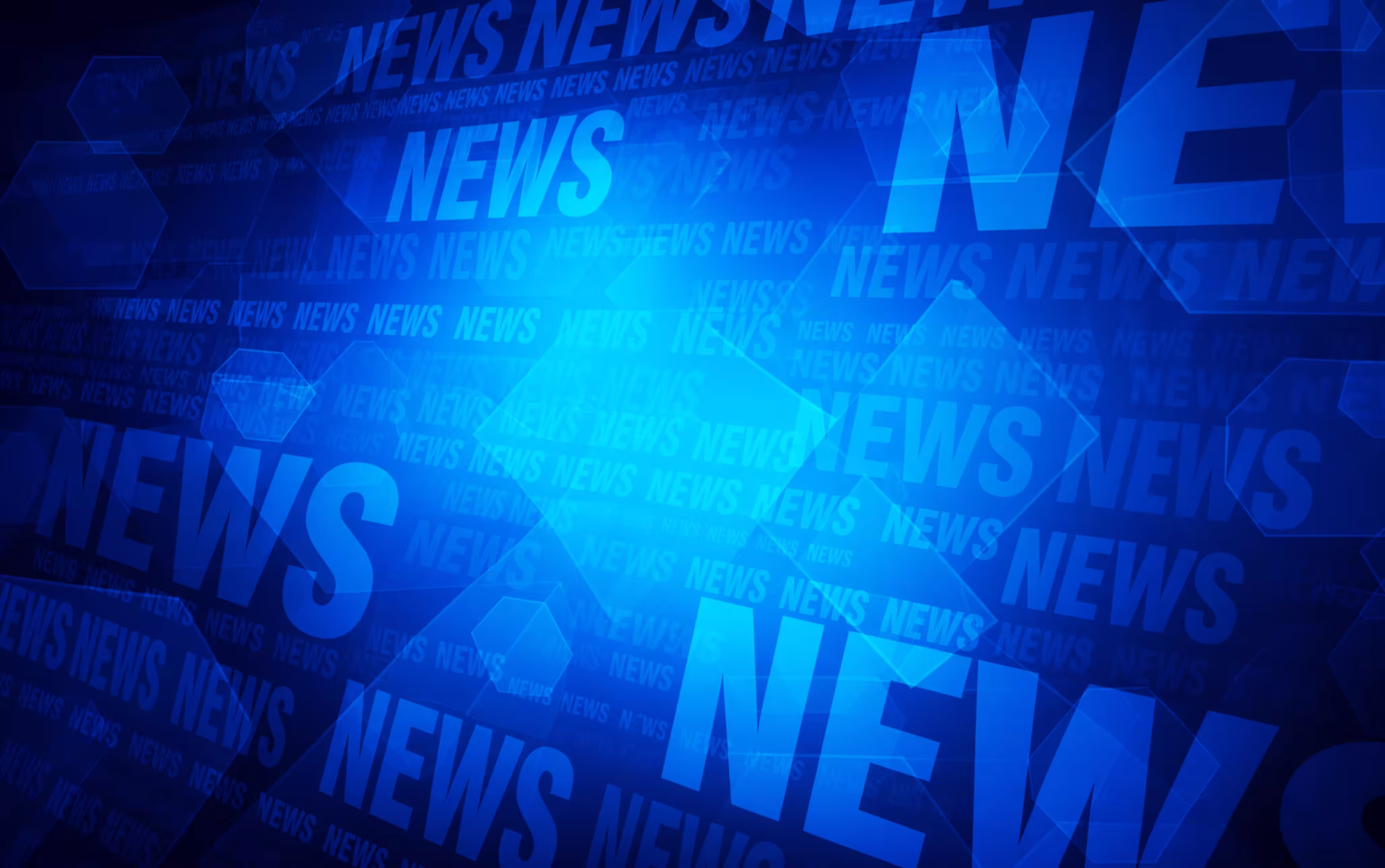 Blauer abstrakter News-Hintergrund mit Schriftzug NEWS als Symbolbild zum Bericht Verkehrsunfall mit schwer verletztem Motorradfahrer